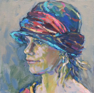Thumbnail image of Sue Sansome RBSA - LSA member - 'Polly in my cloche hat' - Little Selves - Browse Artworks A-Z