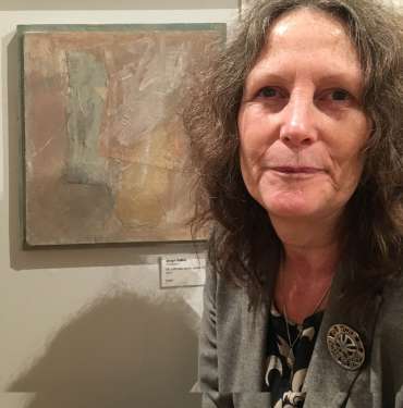 Thumbnail image of Jacqui Gallon with her work at The Open Exhibition - The Open Exhibition