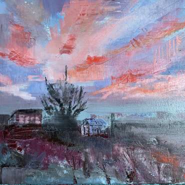 Thumbnail image of Julie Manson, 'Salmon Sky and Allotment Buildings' - Inspired | April