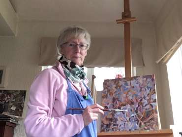 Thumbnail image of Rhododendron- work in progress and  Lesley Brooks working in her home studio - Inspired |  May