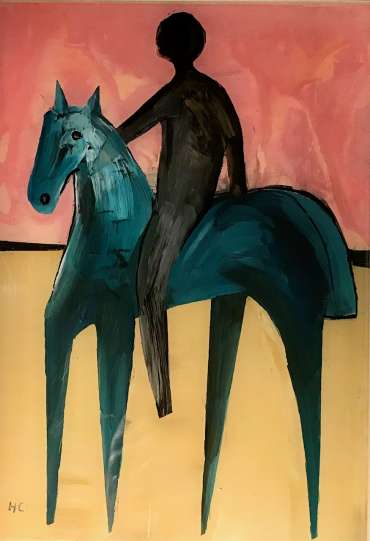 Thumbnail image of Henrietta Corbett, 'Blue Horse with Rider' - Inspired | November 2020