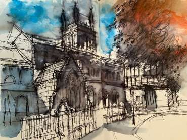 Thumbnail image of Tony O'Dwyer, (Leicester), 'St Mary de Castro' - 'Virtualsketch'  Walk in Leicester has global success