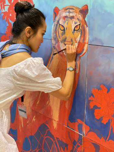 Thumbnail image of More detailed work on the face of the tiger - Happy Spring Festival with John Lewis and The Peony Girl