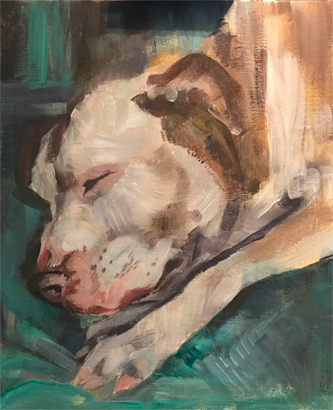 Thumbnail image of Sleeping Pit Bull Terrier by Julie Manson