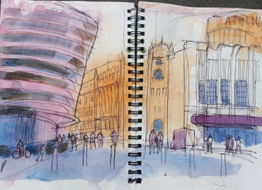Over 30 Urban Sketchers In Leicester's First Sketchcrawl